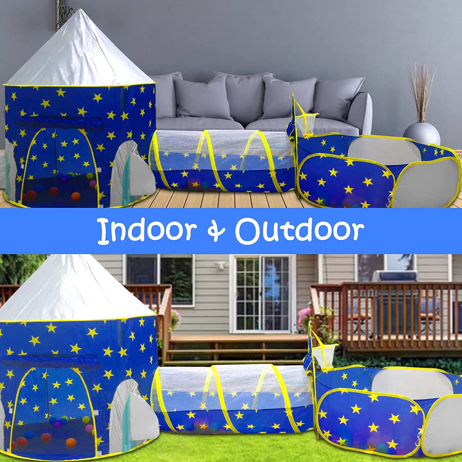 Carpa tunel estrellas incluye 50 pelotas